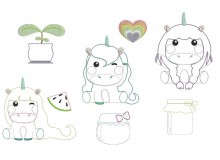 Stickserie - Sweet Unicorns Appli